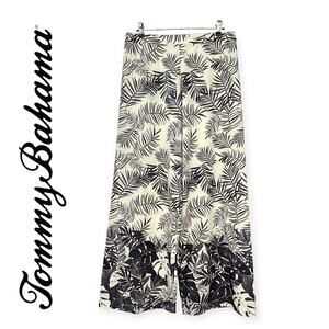 Tommy Bahama Cream and Black Palm Print Wide Leg Pants